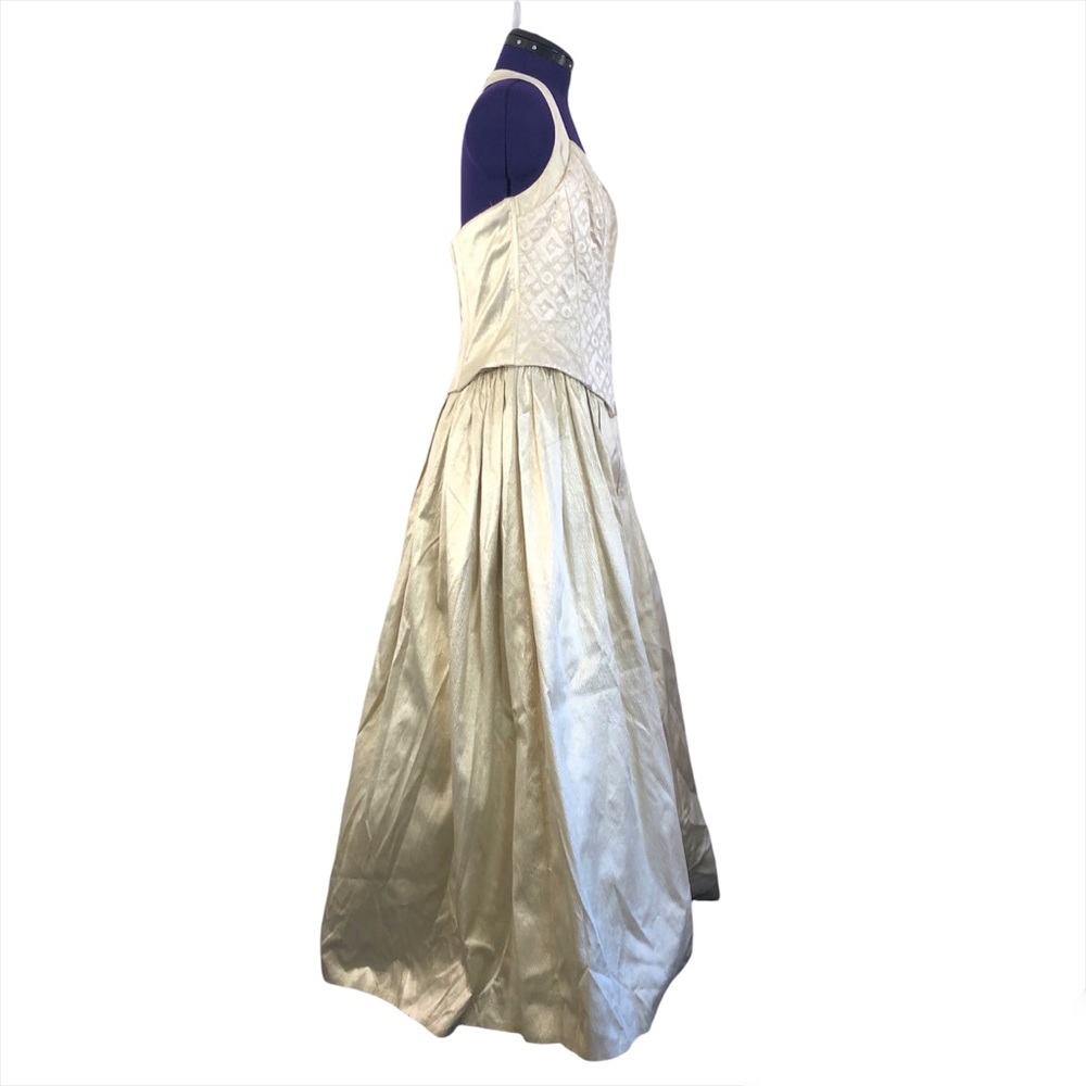 Gunne Sax Jessica McClintock Light Gold Sparkle Princess Renaissance Maxi Dress - Picture 4 of 17
